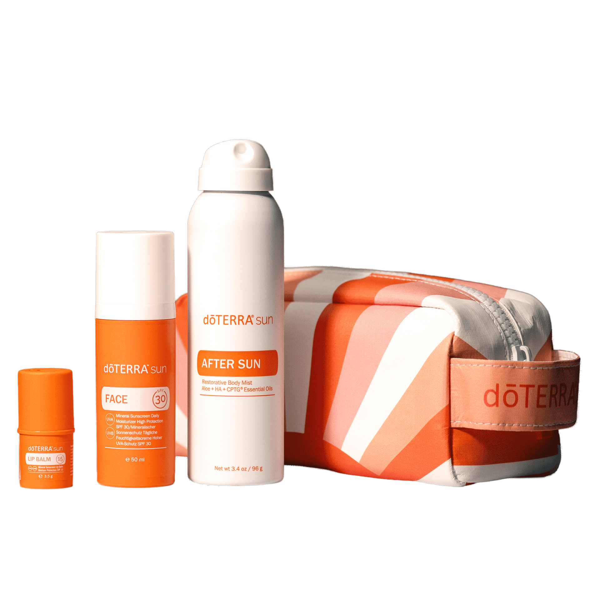 A doTERRA Sun úti csomag egy praktikus megoldás azoknak, akik nyáron sem szeretnének lemondani a minőségi bőrápolásról és a megfelelő fényvédelemről.