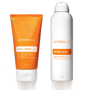 A doTERRA Sun napozás utáni testápoló spray és fényvédő krém remek páros ha ha természetes alapú fényvédelmet és egyben tápláló bőrápolást keresünk.