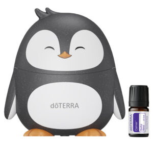 doTERRA Pingvines párologtató testreszabható párakibocsátással és fénybeállítással, valamint szabályozható hangerejű, 4-féle zenés hangbeállítással kapható.