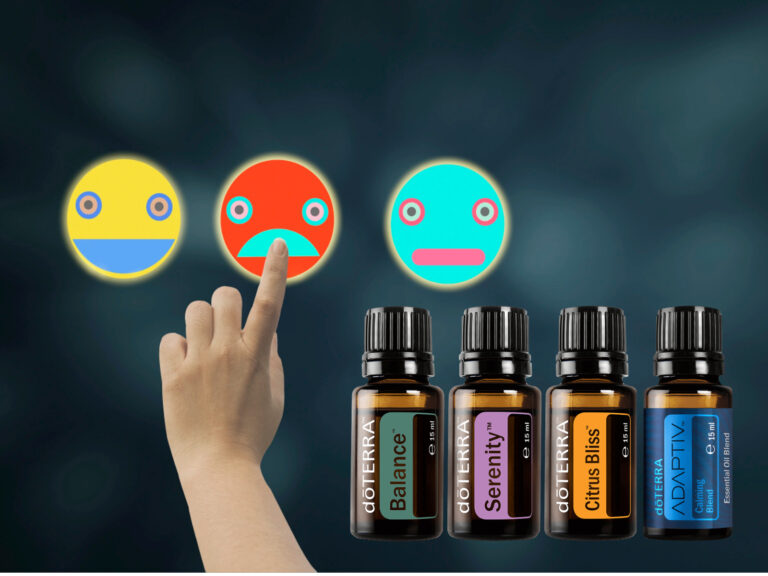 A doTERRA Hangulatkezelő csomag négy különböző aromavilágú illóolaj-keveréket kínál. Balance, Citrus Bliss, Adaptiv és Serenity keverék.